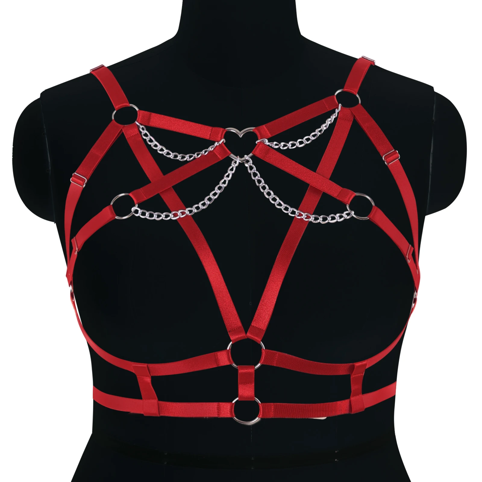 

Sexy Elastic Cage Harness Crop Tops Body Harness Lingerie Belt Bra Adjust Strappy Bra Dance Rave Wear for Women