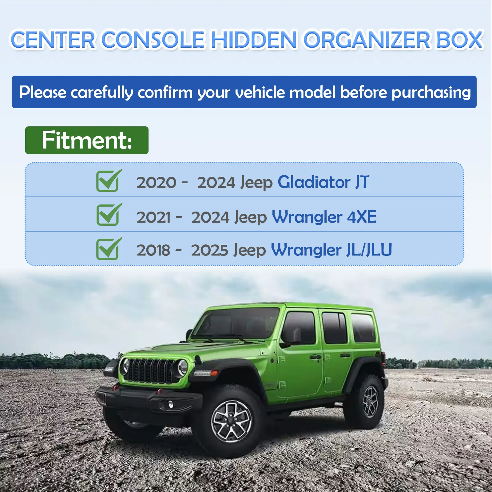 Фото Скрытый органайзер для центральной консоли для Jeep Wrangler JL/JLU 2018-2025 и Jeep Gladiator JT/Wrangler 4XE 2020-2025 (21-24) №2