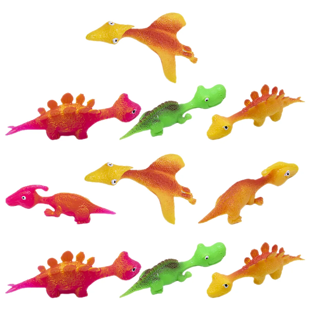 

10 Pcs Toys Stretchy Flying Elasticity Dinosaur Tpr Tricky Prank Props Child Finger Marine Slingshot Social games