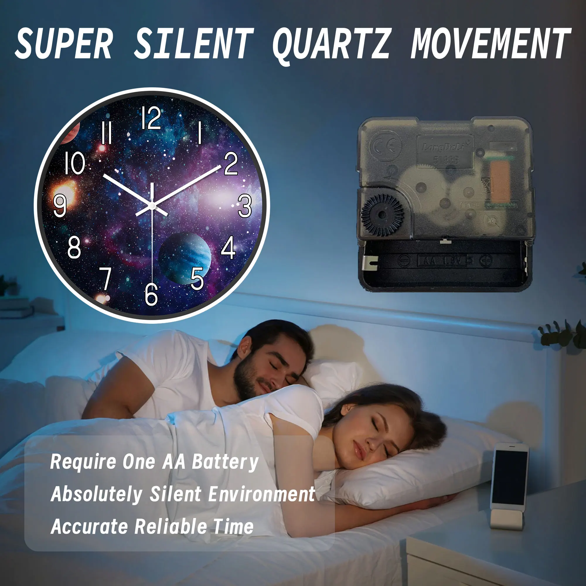 Galaxy Солнечная Система Планет Круглые Пластиковые Настенные Часы На Батарейках