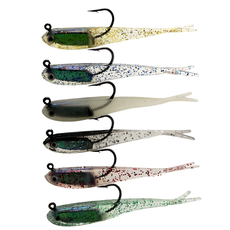 

10pcs Lure Soft Bait SoftFish Fork Tail with or without Hook Fluke Swimbaits Jerkbaits Silicone Fish Bait Fishing Tackle