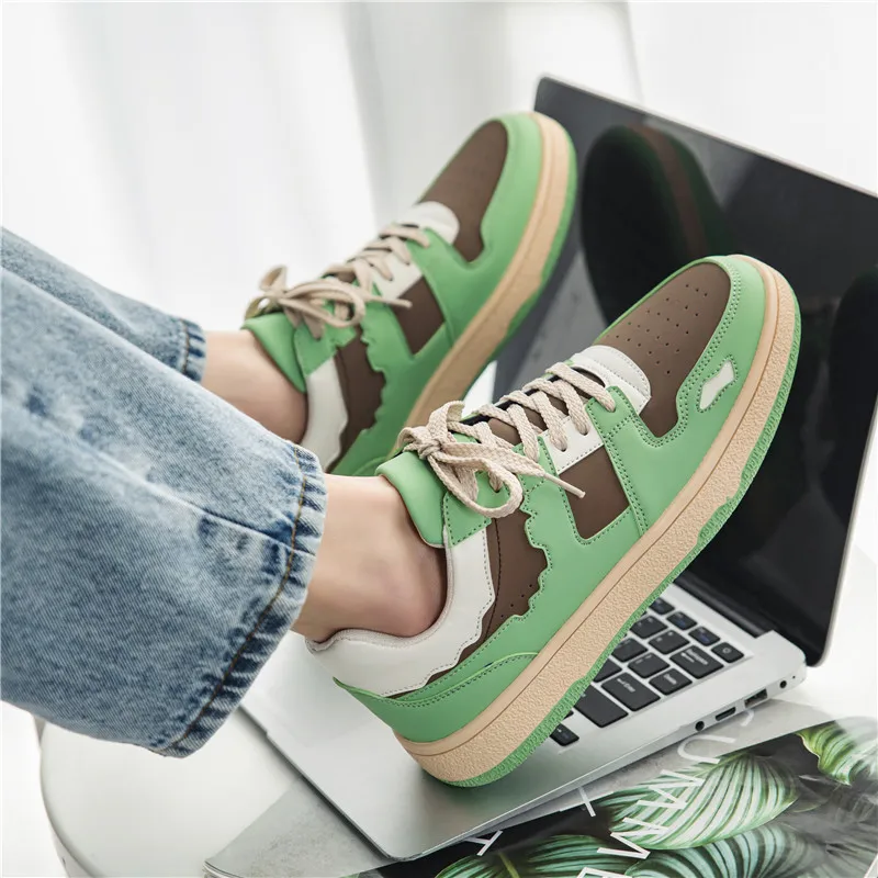 

Кроссовки мужские в Корейском стиле, повседневная обувь для скейтборда, кожаные спортивные сникерсы в уличном стиле, лето