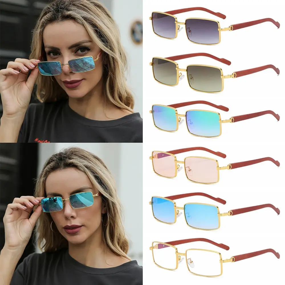 

Driving Wooden Temples Rimless Punk Shades Rectangle Sunglasses Men's Sunglasses Sun Glasses