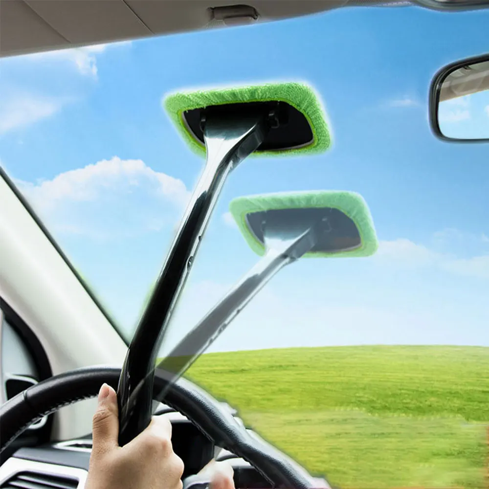 

Car Window Windshield Brush Microfiber Cloth Auto Window Cleaner Long Handle Car Washable Brush Clean Tool Home Glass Cleaning