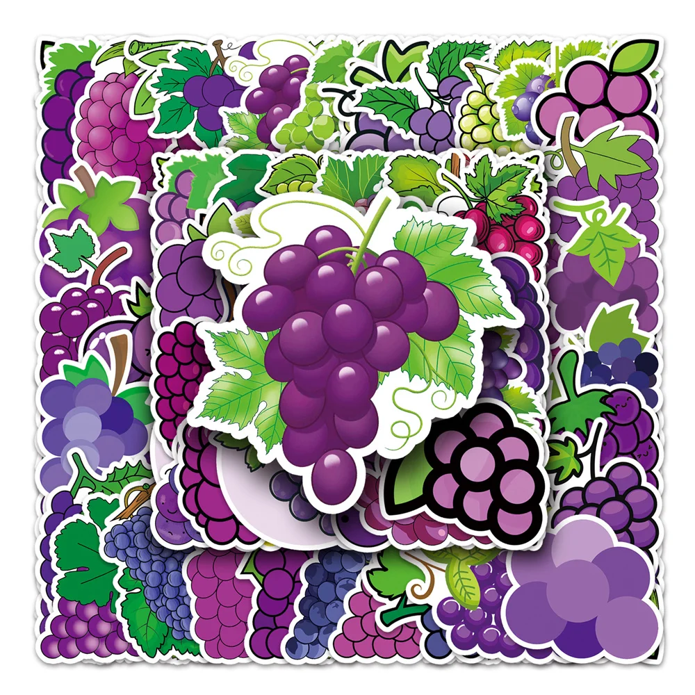 

10/30/50PCS New DIY Grape Cartoon Personality Creative Computer Suitcase Table Water Cup Car Chair Decoration Waterproof Sticker