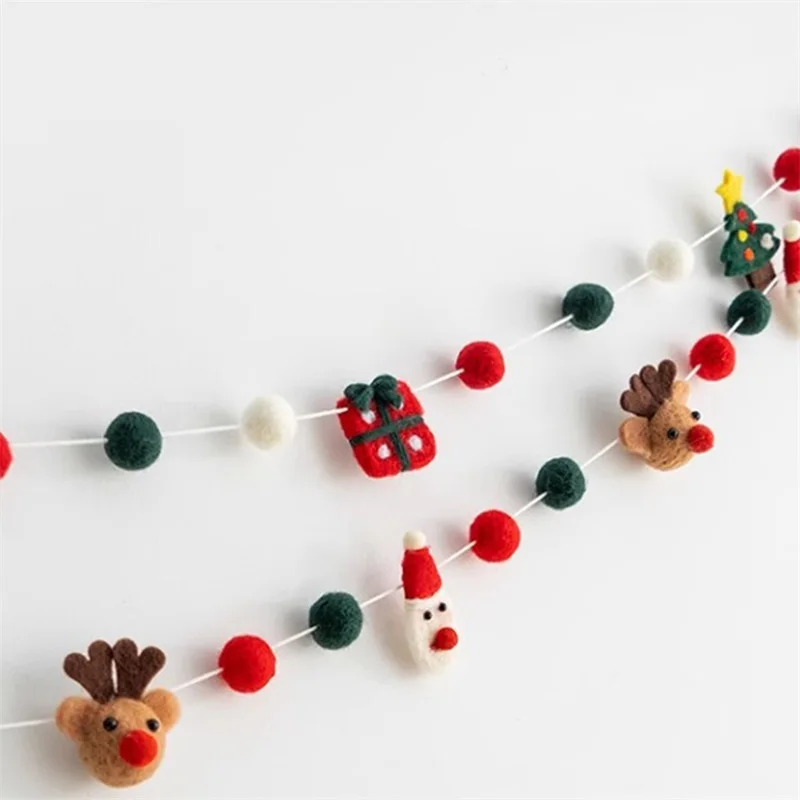 Рождественский баннер мягкие фетровые шары с мультяшным лосем праздничный