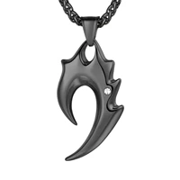 chainspro men rock hip hop jewelry stainless steelgold platedblack color wolf teeth pendant necklace cp752