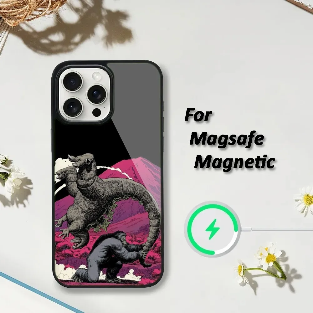 Фото Крутой чехол для телефона G-Godzillas Magsafe, чехол для телефона для iPhone 15,14,13,12,11 Pro Max Plus, чехлы с беспроводной зарядкой №2