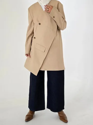 DNBS 2023, женский авангардный пиджак большого размера, повседневная куртка с асимметричным подолом и диагональной планкой, легкая весна-лето