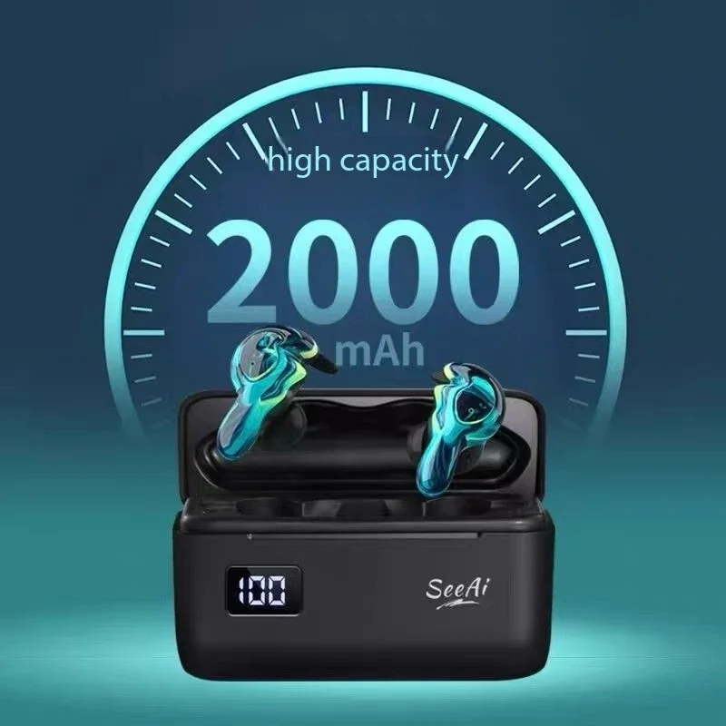 Беспроводные наушники 2000 мАч светодиодный цифровой экран Bluetooth игровые