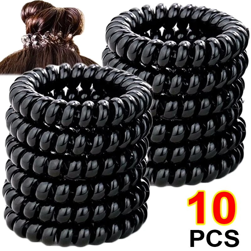 10pcs Spiral Hair Ties Women Telephone Wire Cord Hair Ring Elastic Head Bands Rubber Band Scrunchies Headwear Hair Accessories