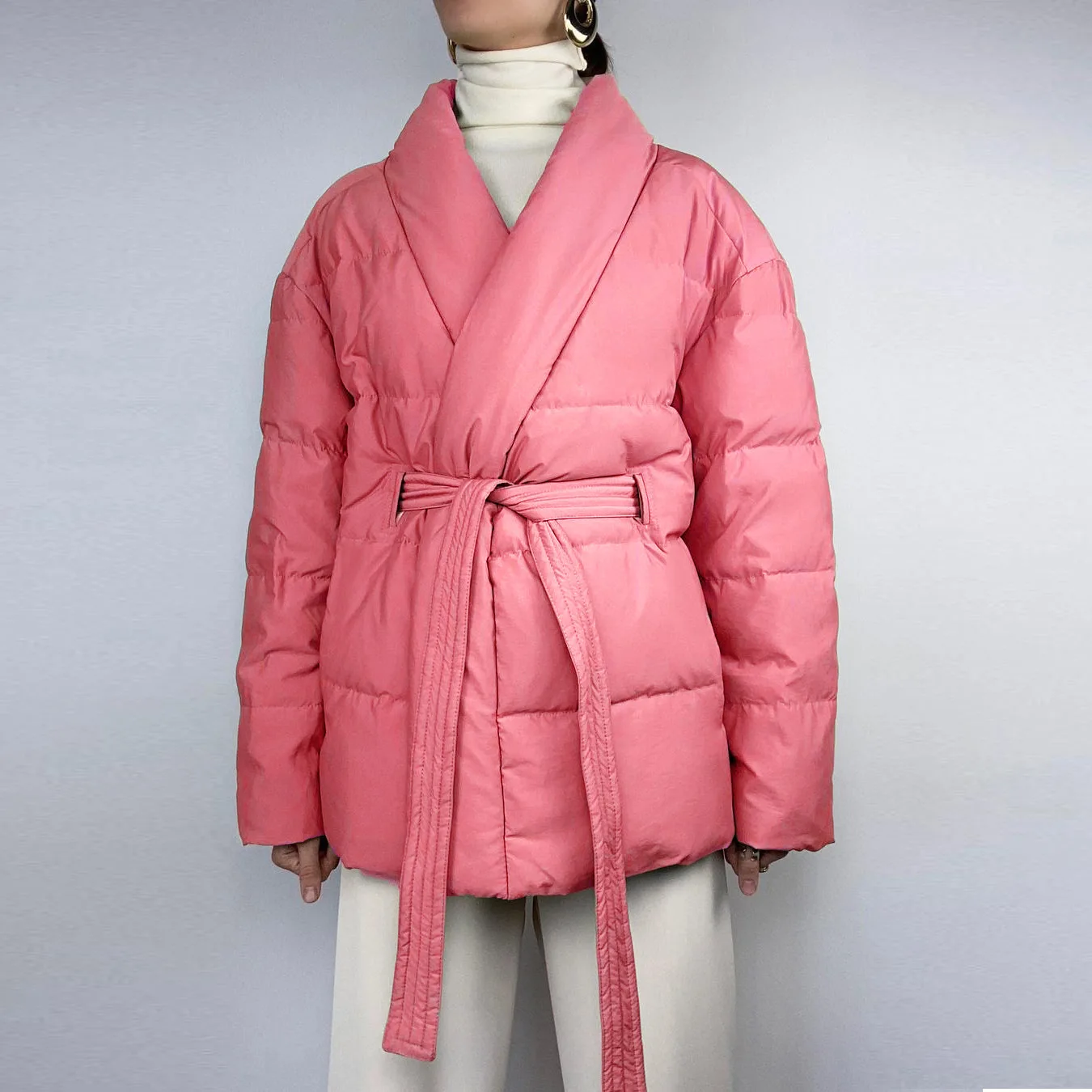 Jackets for Women 2022 Winter Women's Jacket 2022 New Thickened Warm and Cold Resistant V-Collar Waist Strap Cotton Women