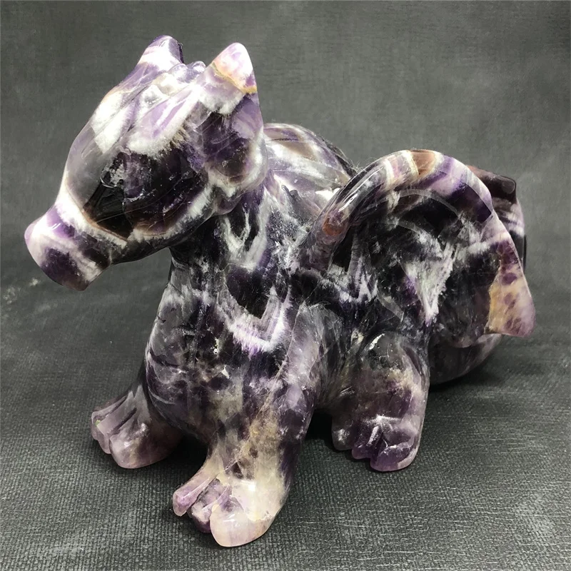

Natural Dream Amethyst Quartz Animal Dragon Hand Carved Crystal Polished Quartz Healing Stones Gemstones For Room Decor