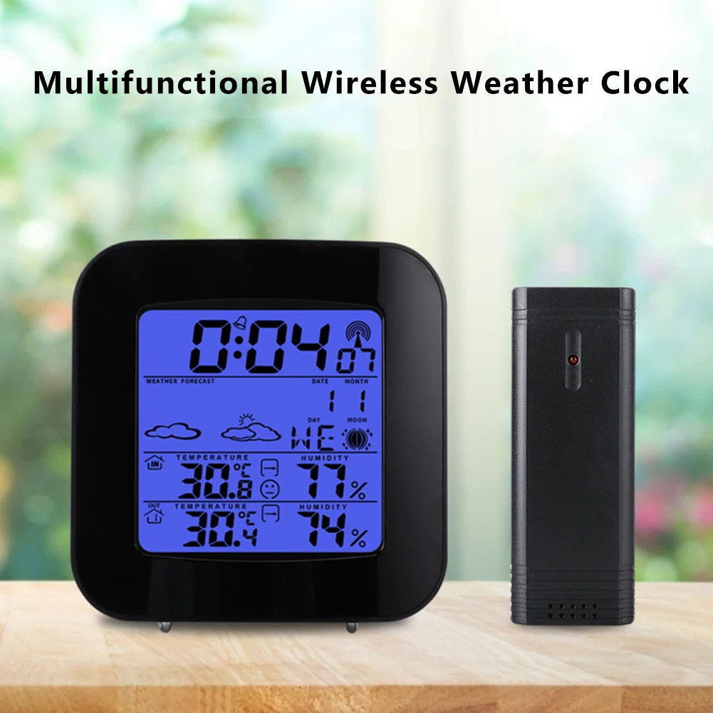 

Метеостанция с цифровым гигрометром и ЖК-дисплеем, беспроводной комнатный Измеритель температуры и влажности с большим экраном