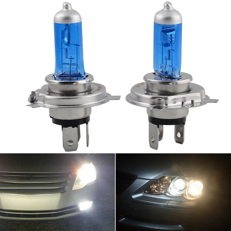 

2pcs Universal H4/HB2 9003 Xenon White LED Headlight Lamp 12V 55W 6000K Bright Light Halogen Headlight Bulb Accessories