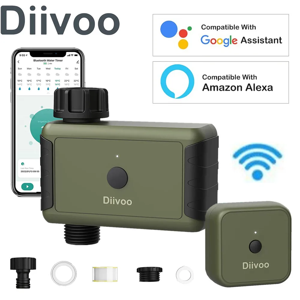 

Diivoo WIFI Garden Watering Timer Smart Sprinkler Drip Irrigation System Outdoor Automatic Irrigation Equipment with Rain Delay