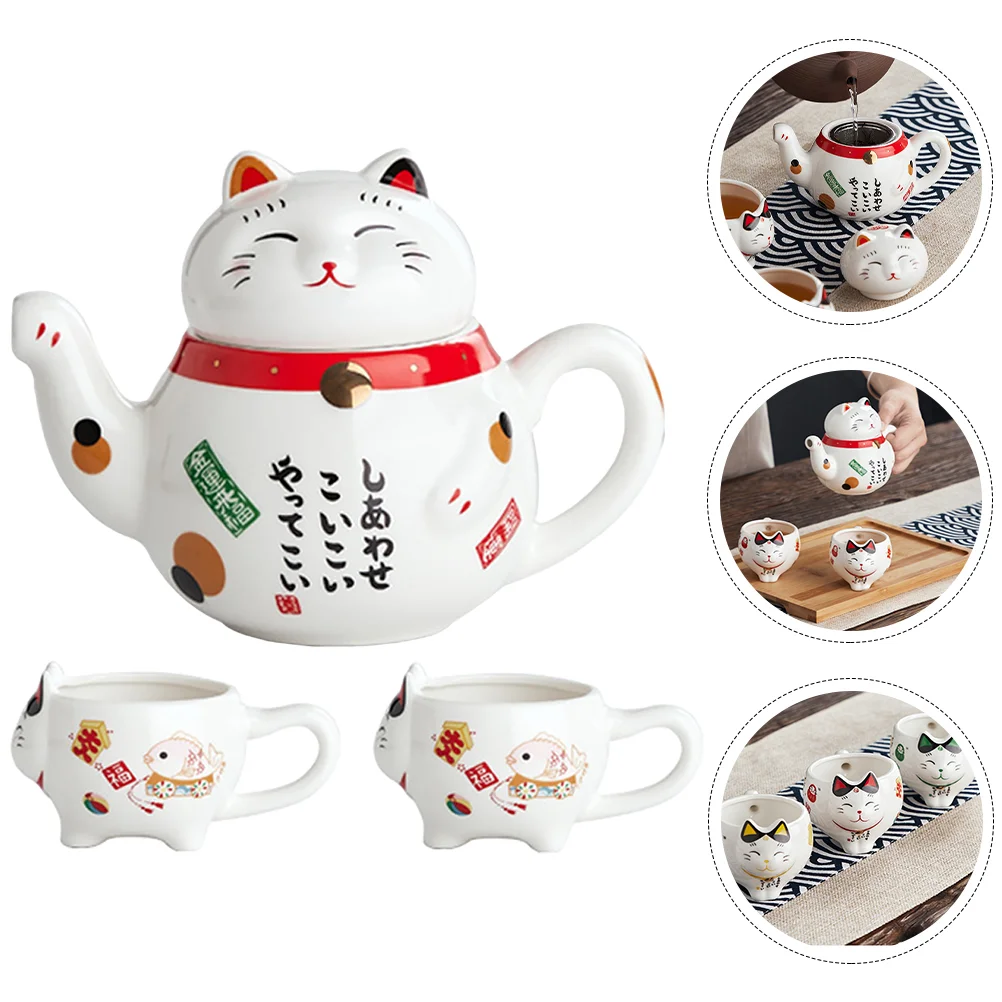 

Tea Teapot Set Cat Ceramic Lucky Cup Japanese Cups Pot Asian Kettle Travel Maneki Neko Teaware Kungfu Maker Service Portable