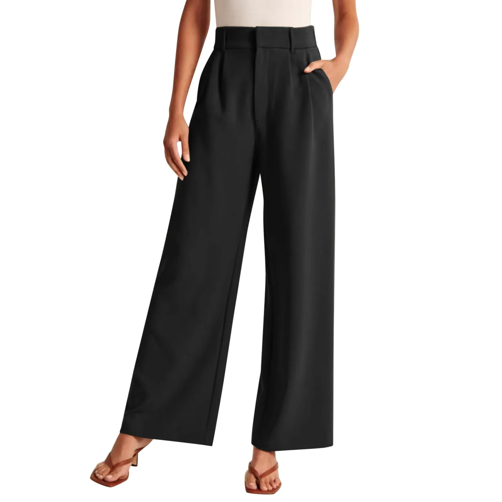 

Ladies Fashion Casual Solid Color High Waist Slim Casual Pants Elastic Elastic Blazer Pants Summer Pants