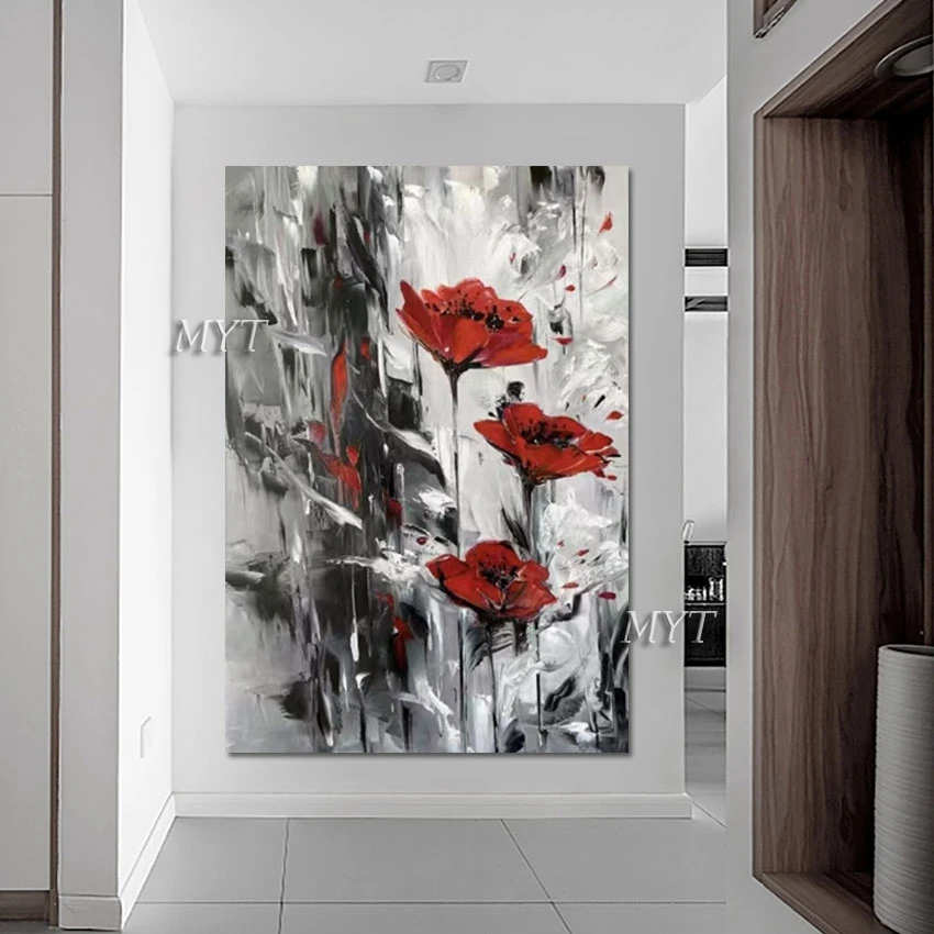 

Red Flower Oil Painting Abstract Wall Art Wholesale Of 3d Pictures Frameless Cheap And Beautiful Handmade Paintings On Canvas