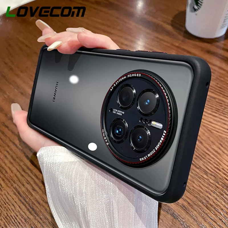 Роскошный Матовый полупрозрачный чехол для телефона Huawei P60 Pro Mate 50 40 Pro 50 40 RS, металлическая защита объектива, ударопрочный акриловый чехол