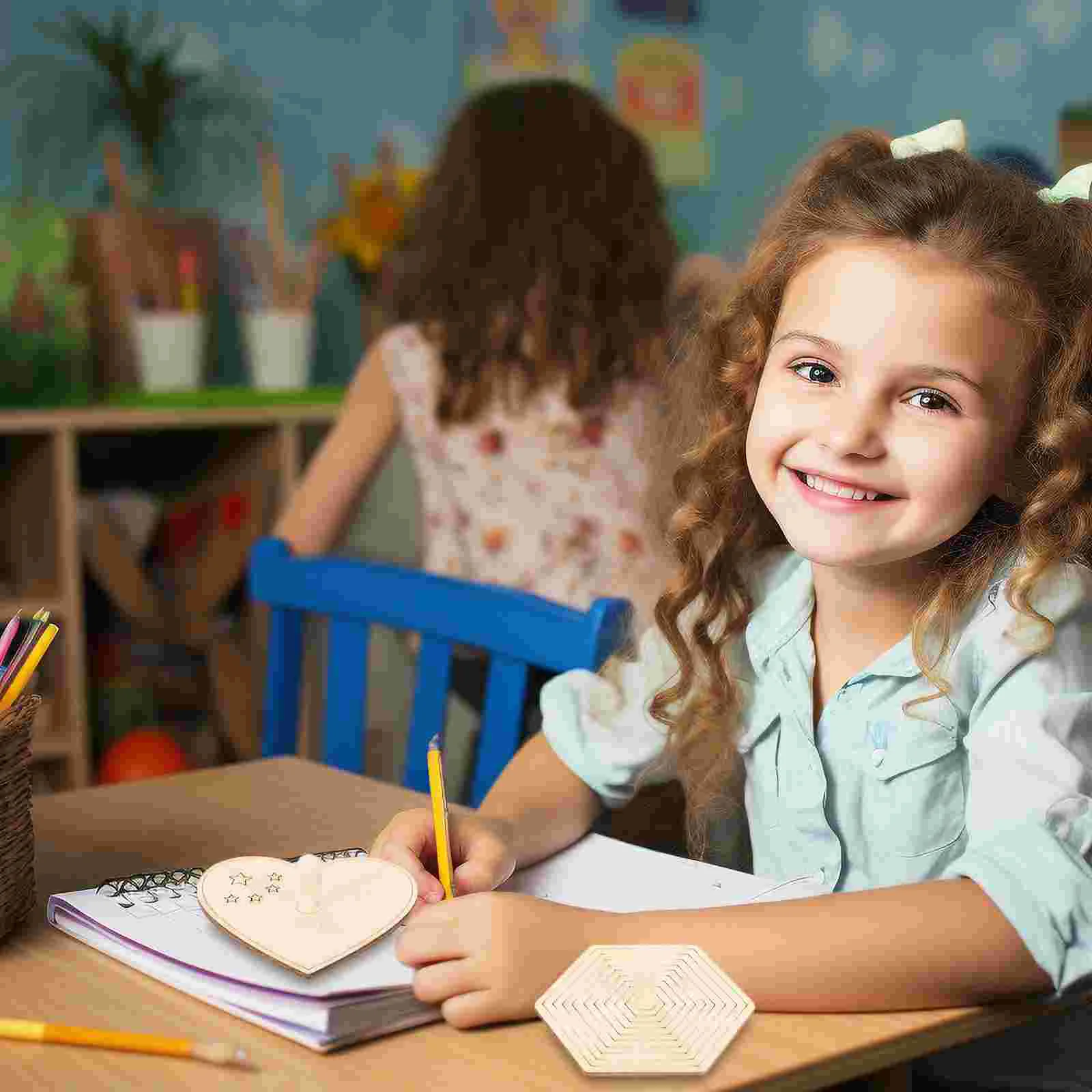 

10 Pcs Kids Toys Funny Gyro White Embryo Portable Unfinished Pressure Relief Wood Wooden Child