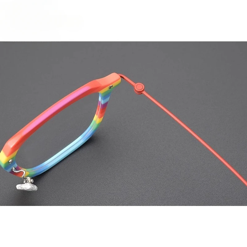 Модные квадратные очки из ацетата и титана с цветными блоками дизайн оправы для