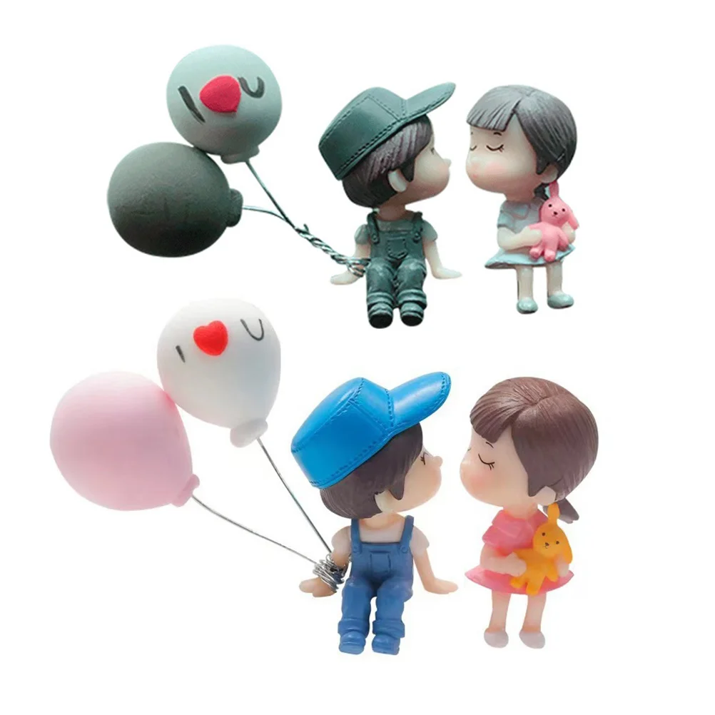 

2 Pairs Car Balloons Dashboard Couple Figurines Plastic Office Valentine Crafts