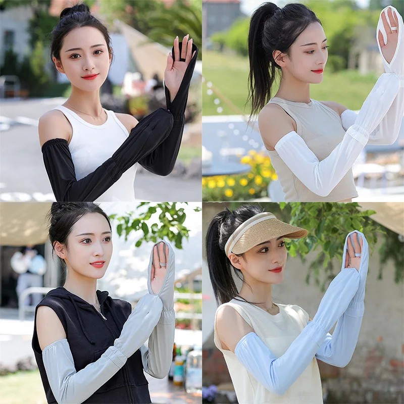 

Sun Protection Ice Gloves Arm Sleeves Loose Ice Sleeve Arm Guard Summer Women Driving Breathable Large Size Outdoor Arm Sleeves