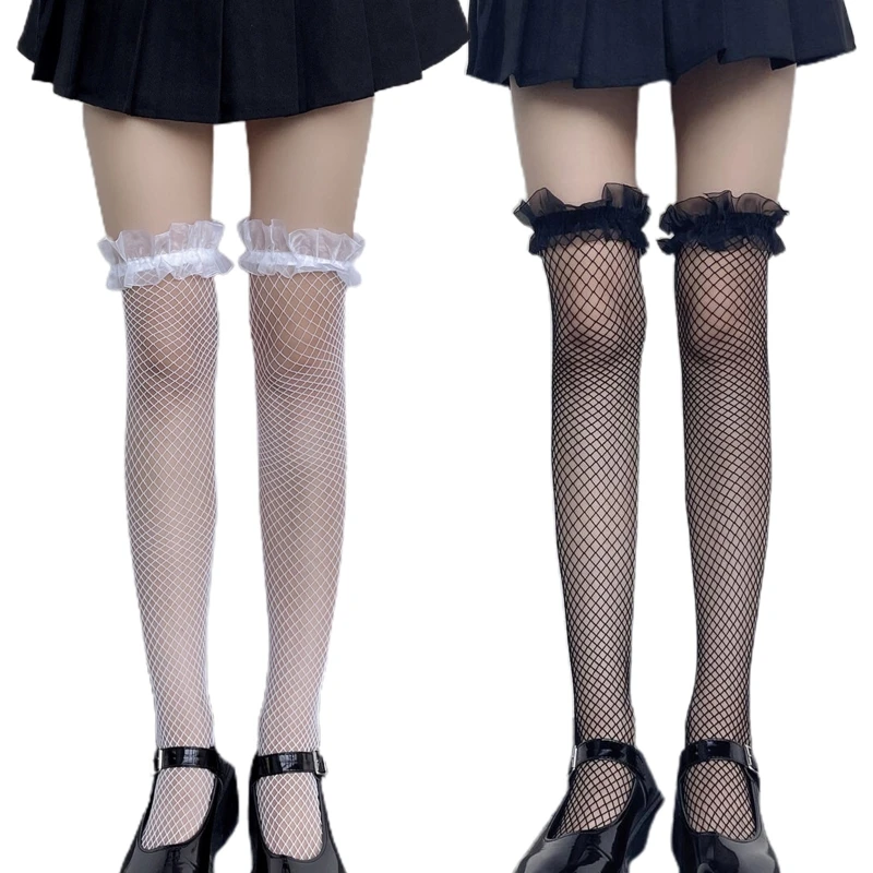 

Носки горничной длинные носки женские чулки выше колена для девушек колготки в сеточку высокие носки эластичные кружевные носки 37JB