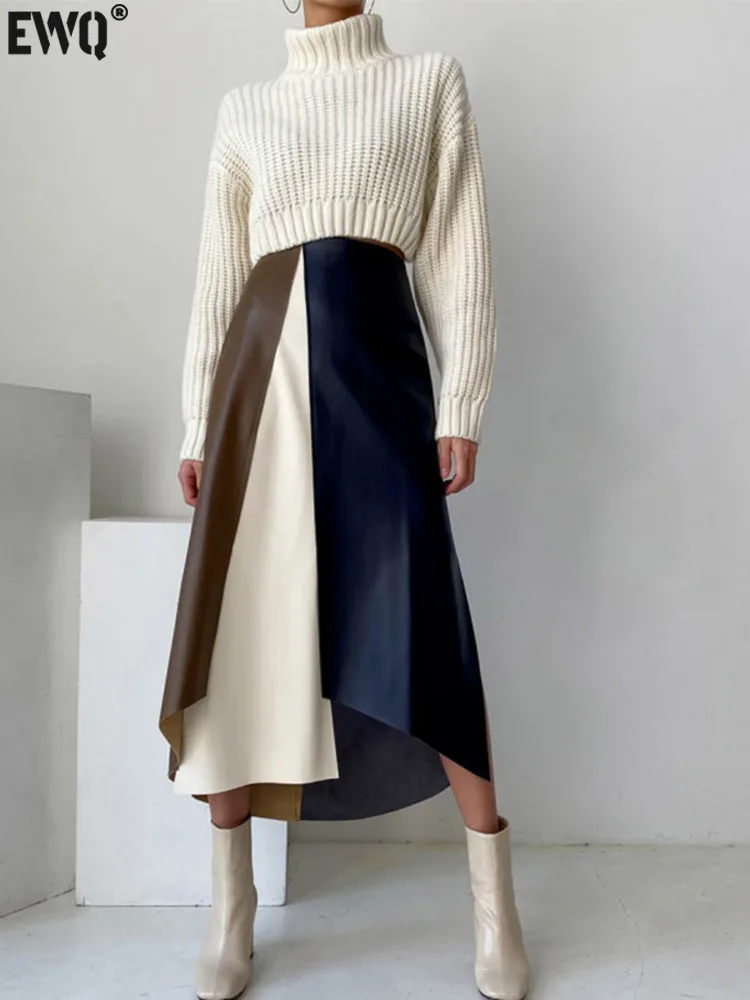 [EWQ] Модный женский простой вязаный свитер + модная юбка осень 2022 новый костюм