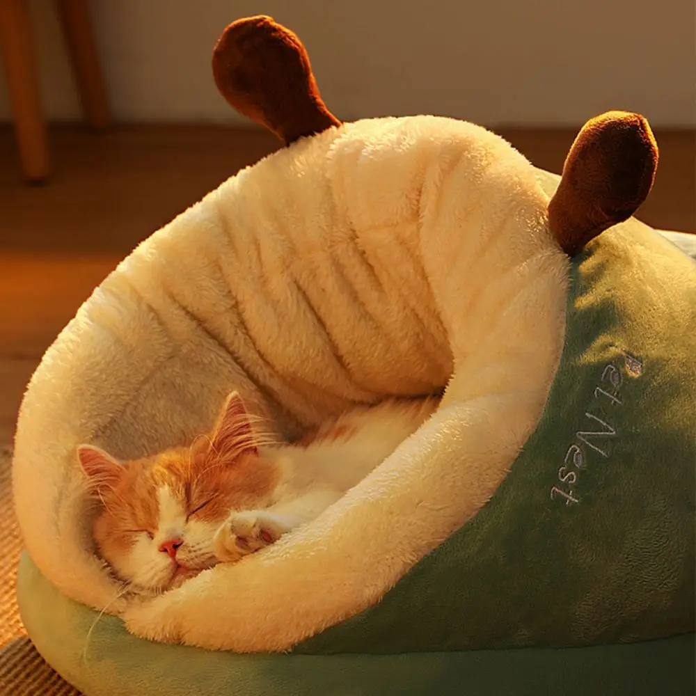

Winter Pet Bed Warmth Plush Pet House Cozy Kitten Bed Cushion Cat Basket Mat Cat house For Small Medium Cat Supplies