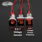 Цифровой индикатор напряжения, 22 мм, 3 в 1, вольтметр-Амперметр AC Гц, светодиодный тестер с цветными светодиодами, 60-500 В переменного тока