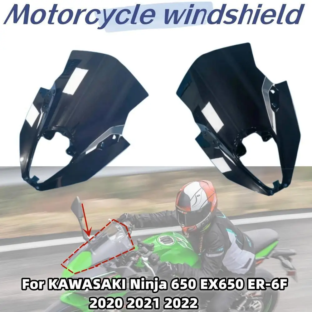 

Motorcycle Windshield Windscreen Screen For 2020 2021 2022 Kawasaki Ninja 650 EX650 ER-6F ER 6F Wind Deflectors Black Iridium