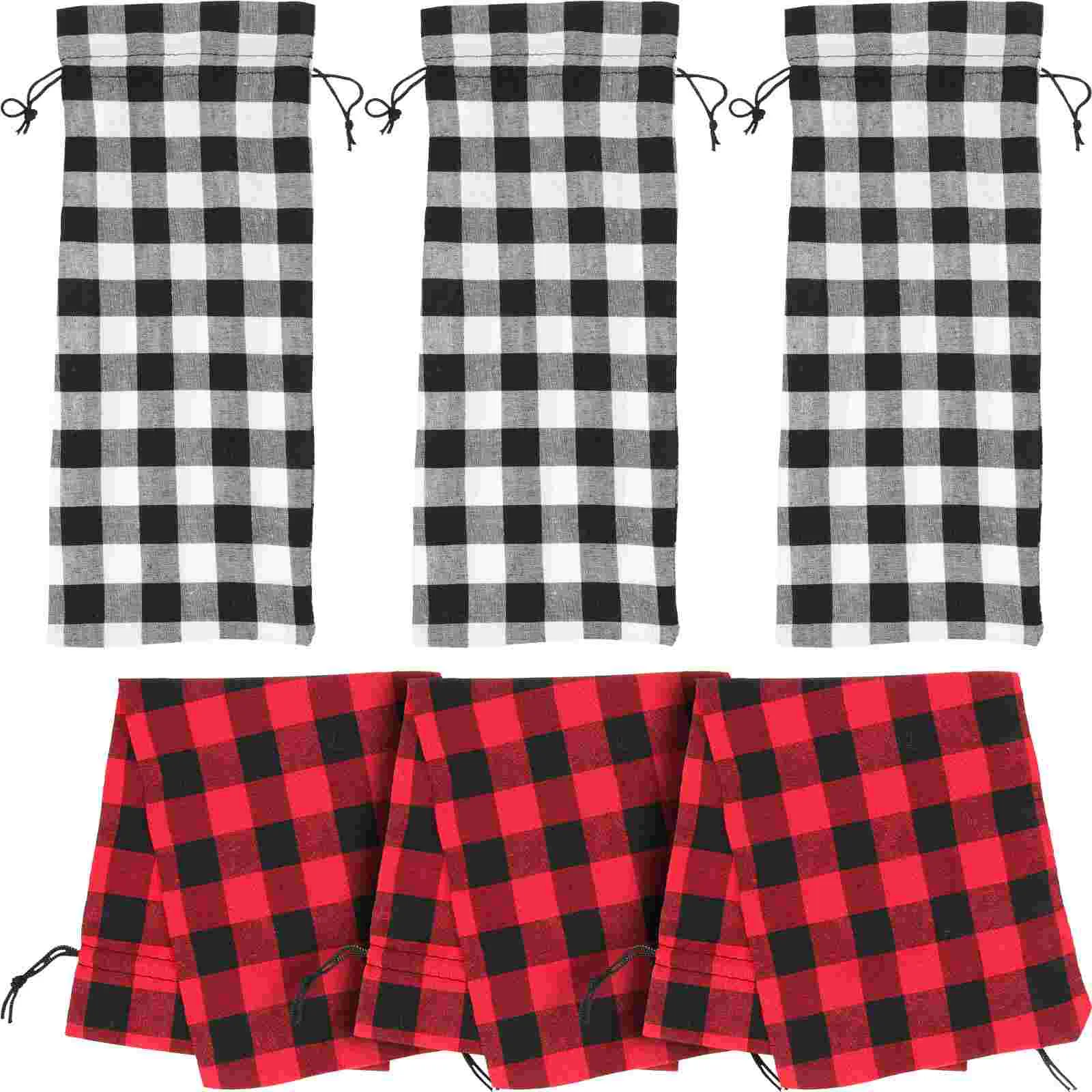 

Winebottle Christmas Gift Plaidcoverschampagne Drawstring Pouches Reusable Redburlap Gifts Wrapping Cover Bottlestable Pouch