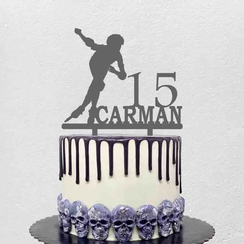 

Personalized Ice Skating Cake Topper Custom Name Age Skating Silhouette For Skater Birthday Party Cake Decoration Topper