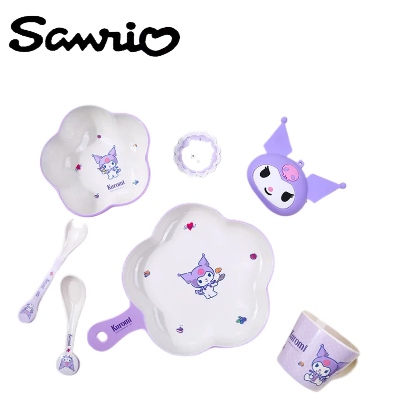 

Kuromi My Melody Sanrio Kawaii Cute Children's Tableware Baby Bowl Complementary Food Bowl Dinner Plate Household Cup Spoon