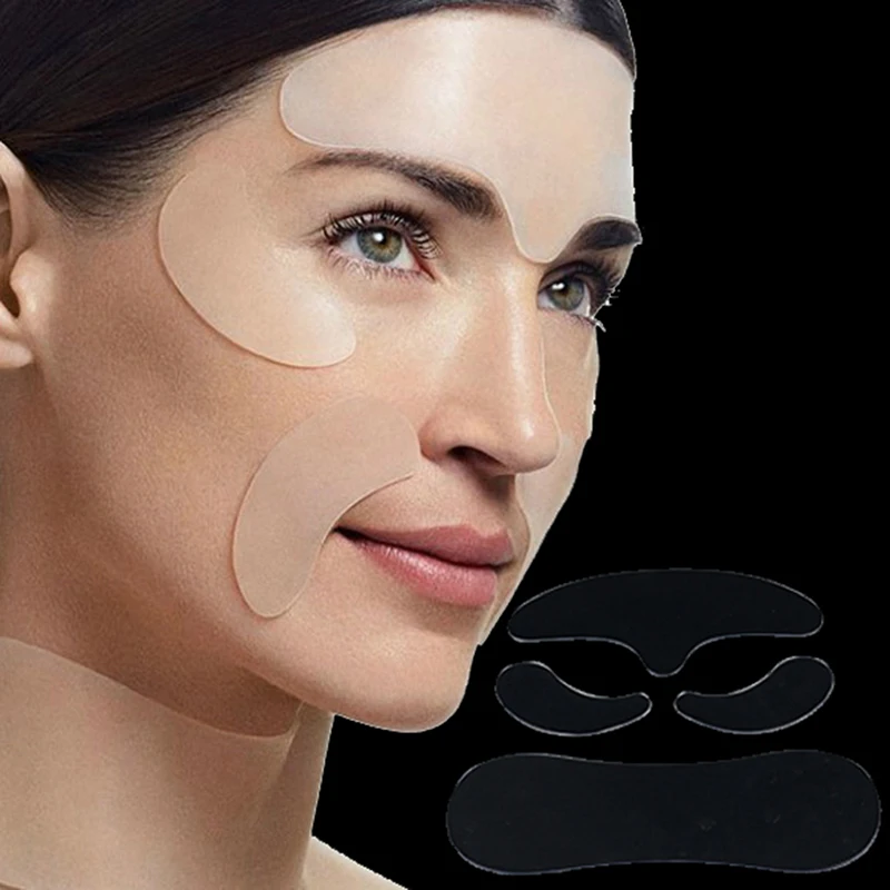 

4Pcs Face Forehead Neck Eye Anti Wrinkle Aging Care Sticker Pad Patch Reusable Anti Wrinkle Silicone Patches Skin Lifting Tool