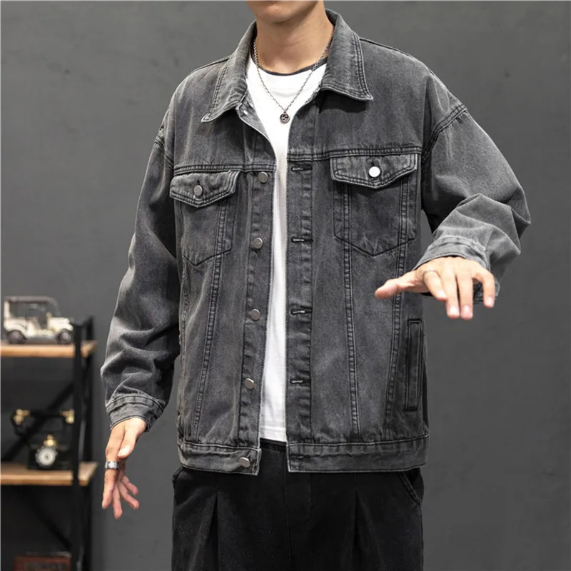 Джинсовая куртка мужская с отложным воротником винтажный Пиджак из денима