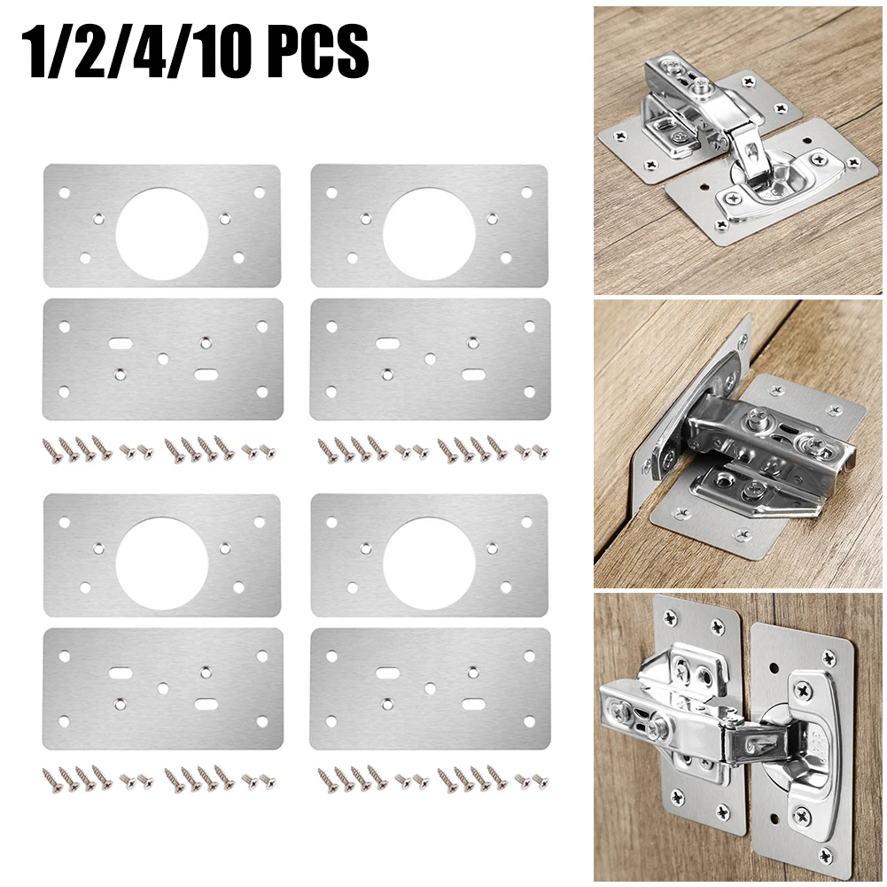 

1/2/4/10pcs Hinge Repair Plates Cabinet Hinges Stainless-steel Cupboard Door Fixing Mounting Plate Furniture Hardware Accessory