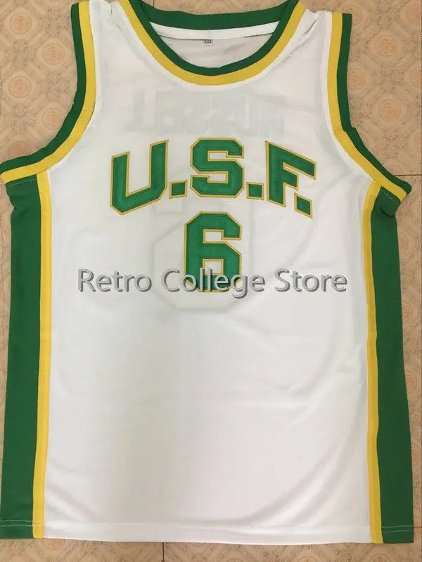 

University of San Francisco #6 Bill Russell Jersey any Custom name, number and sizes, rev 30 Basketball Jersey Stitched