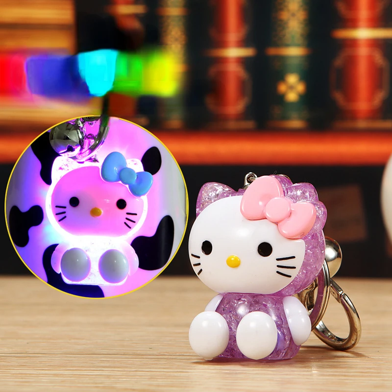 Брелок Hello Kitty Sanrio Kawaii аниме-фигурка милый свет Kt Cat Bell акриловая фигурка сумка