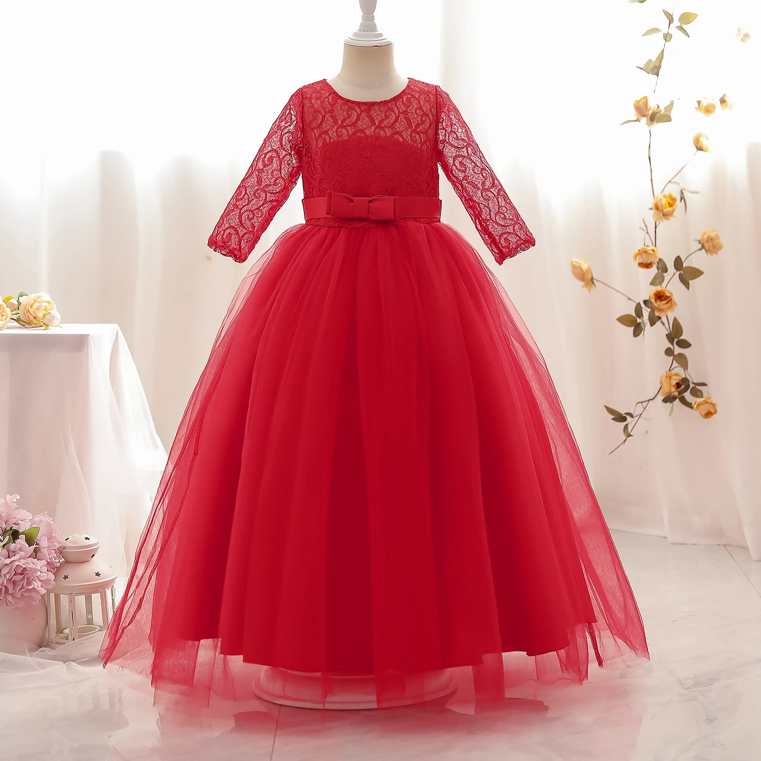 

Elegant Lace Princess Girl Christmas Party Dress Wedding Gown Kids Dresses For Girls Dress Children Clothing Teens 8 12 14 Year