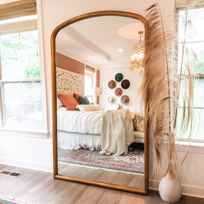 

Full Body Mirror Vintage Nordic Bedroom Luxury Living Room Wood Girl Rectangle Art Floor Mirror Makeup Spiegel House Decoration
