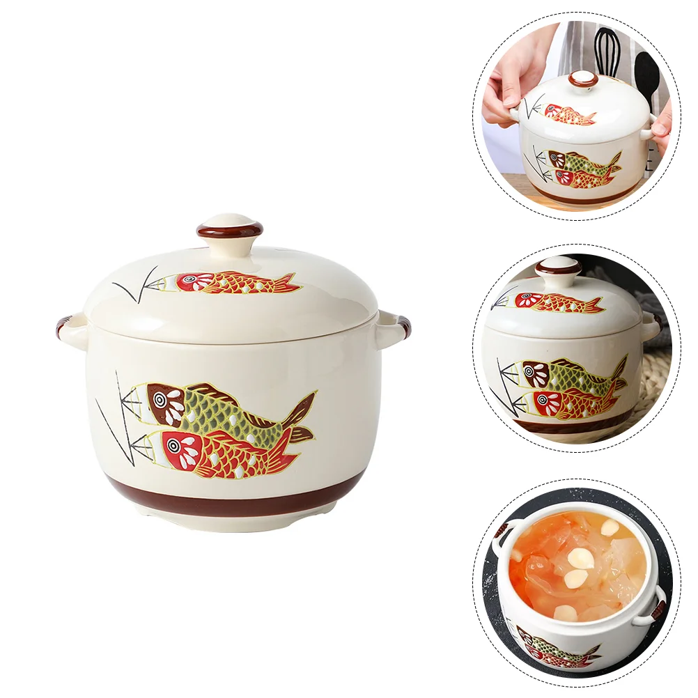 

Pot Ceramic Soup Cooking Stew Bowl Forclay Casserole Steam Pots Cup Lid Bowls Lids Bean Cookware Ovens Chinese Porcelain Small