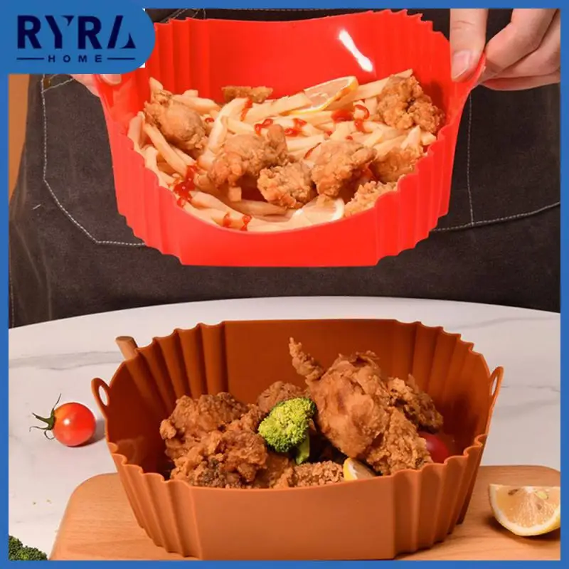 

1pcs Baking Tray Multi-functional Barbecue Pad New Food Grade Repeatable Air Fried Pot Pad Baking Dishes 21×22×6cm Silicone