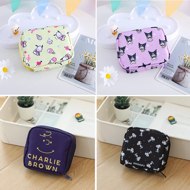 

Anime Puppy Kuromi Mymelody Kittys Aunt Towel Bag Kawaii Cartoon Sanitary Napkin Storage Pouch Fashion Portable Coin Purse Gifts