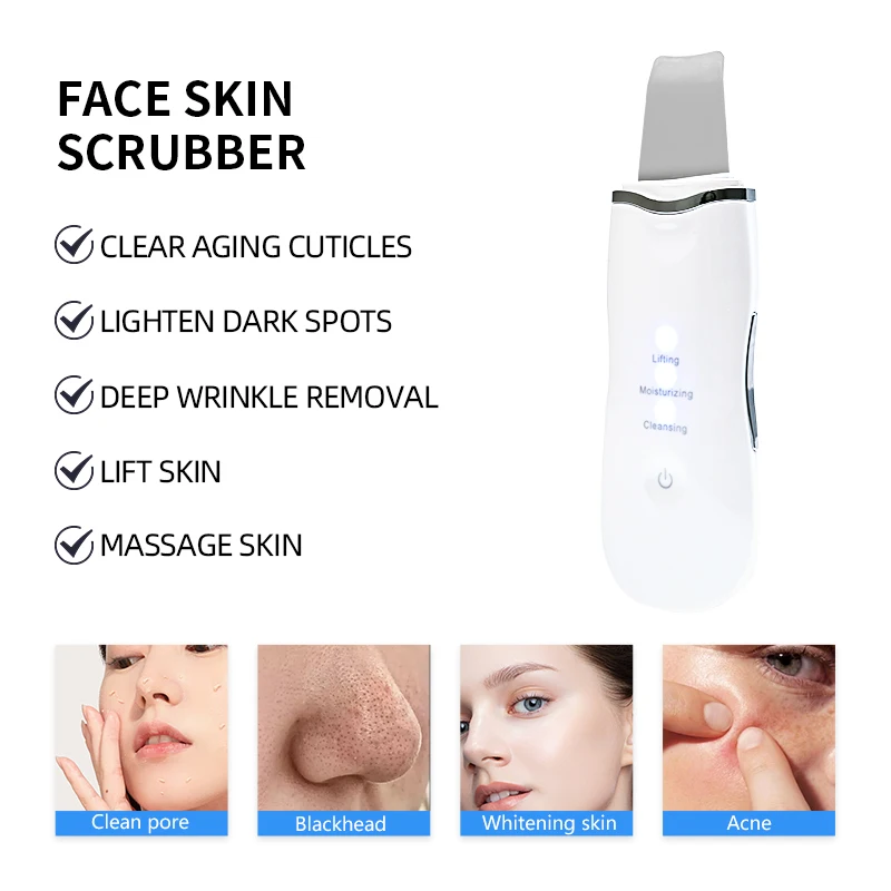 Ультразвуковой скребок для кожи очистка пор машина глубокой очистки лица