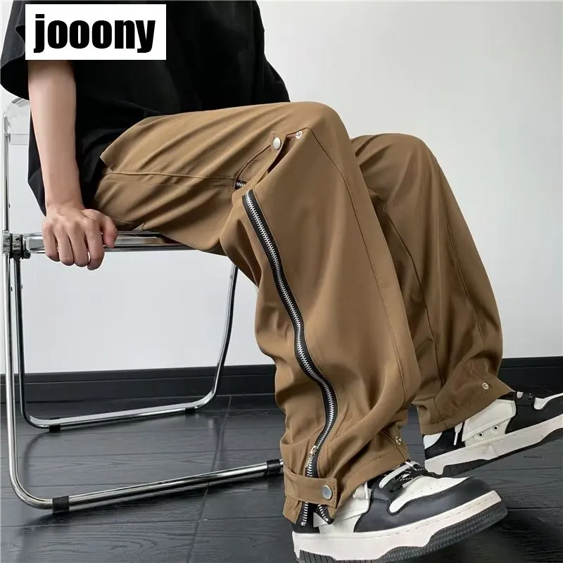 Брюки мужские прямые на молнии базовые модные однотонные повседневные