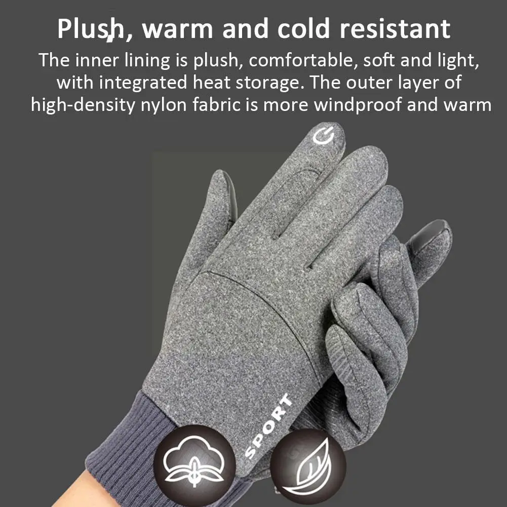 

1 Pcs Winter Windproof Outdoor Sports Men Gloves Screen Non-slip Women Fleece Driving Waterproof Skiing Warm Gloves Motorcy M4e4