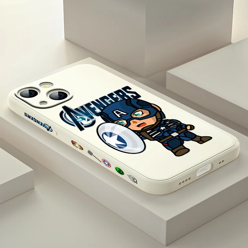 

Marvel Captain Cartoon For Apple IPhone 13 12 Mini 11 Pro XS MAX XR X 8 7 6S SE Plus Liquid Left Silicone Gel Phone Case